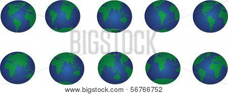 Vektor Globe fra forskellige vinkler