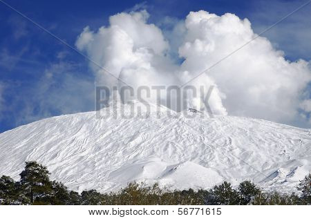 Etna volcan recouvert de neige, Sicile