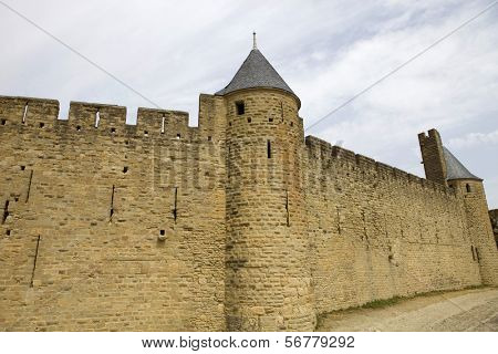 The ancient fortification of Carcassone in southern France