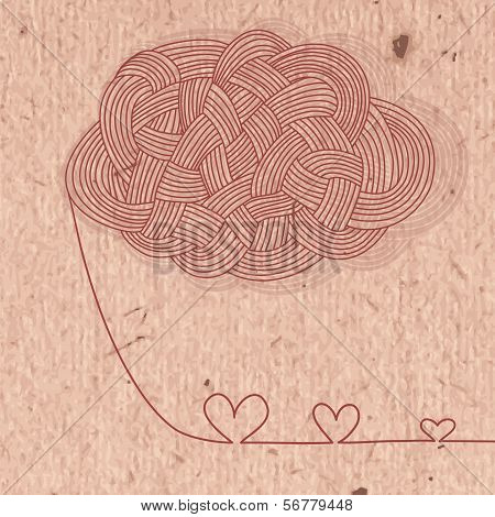 Vintage card with hearts of the filaments