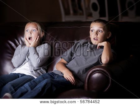 Children watching Shocking Television Programming