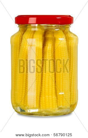 Isolated Jar Of Mini Corn