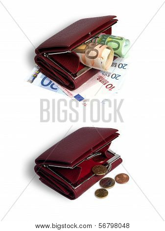 The Empty Purse And Money Is In Wallet