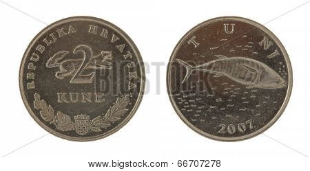 Croatian Kuna coins isolated on white