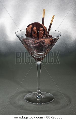 Chocolate Ice Cream In A Martini Glass