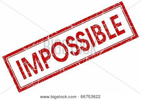 Impossible Red Square Grungy Stamp Isolated On White Background