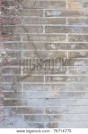 Background With Old Rough Antique Brick Wall Terracotta Brick With Cracks And Splits