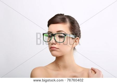 Young crazy nerd woman