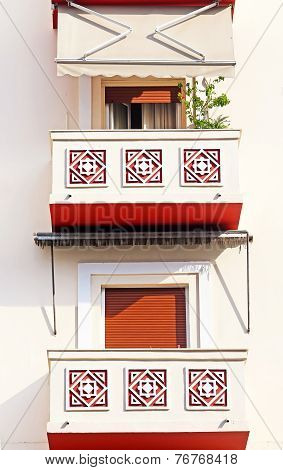 Balcony Of Apartment Houses In Thessaloniki City, Greece