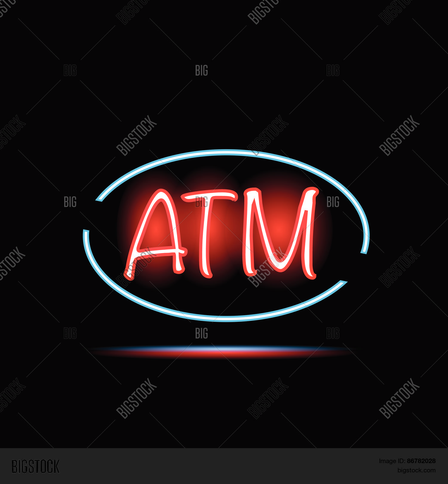 Atm Neon Sign Vector & Photo (Free Trial) | Bigstock