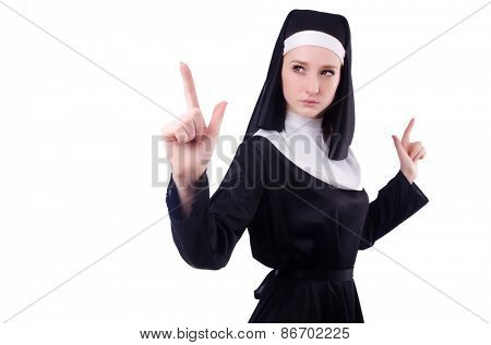 Nun isolated on the white background