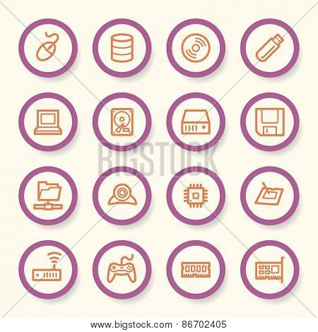 Computer components web icons set