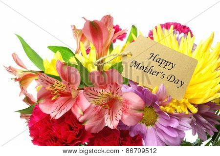 Happy Mother's Day tag in flower bouquet
