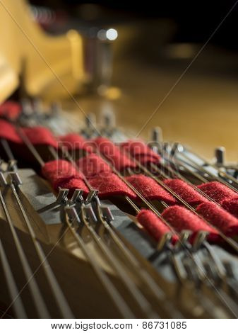 Interior of a concert grand piano - shallow depth of field