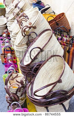 bags, market in Forcalquier, Provence, France