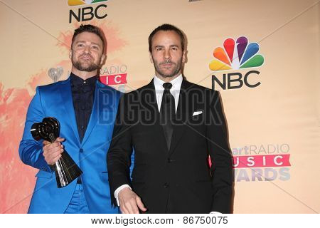 LOS ANGELES - MAR 29:  Justin Timberlake, Tom Ford at the 2015 iHeartRadio Music Awards Press Room at the Shrine Auditorium on March 29, 2015 in Los Angeles, CA