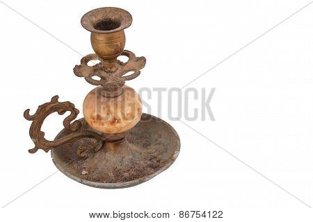 The Vintage Candlestick On The White Background