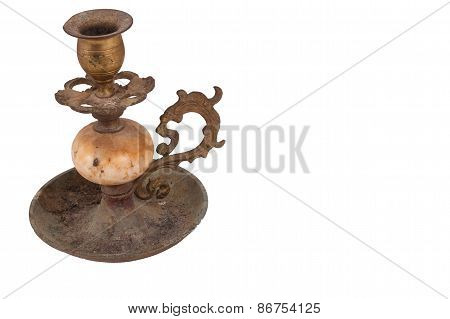 The Vintage Candlestick On The White Background