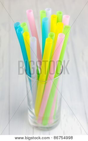 Colorful Drinking Straws In The Glass