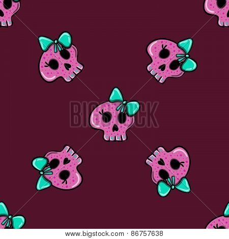 seamless pattern in the style of emo skull.