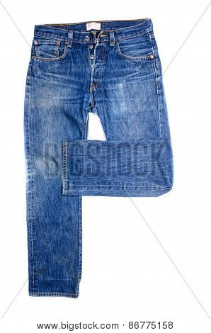 Blue jeans isolated on white backglound