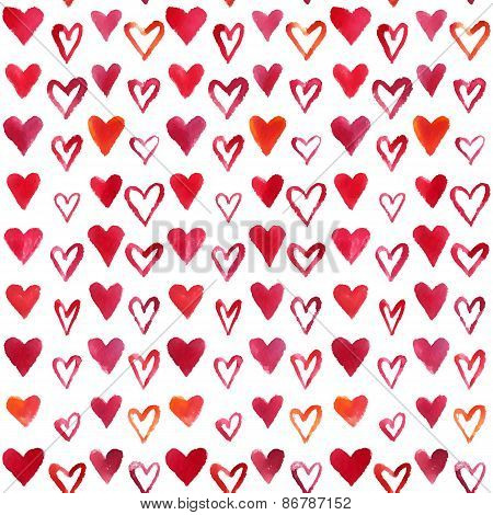 Watercolor Hearts Pattern