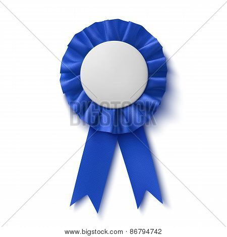 Blank, realistic blue fabric award ribbon.