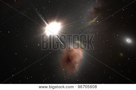 Space Background With Quasar And Stars For Use With Projects On Science, Astronomy, Universe And Edu