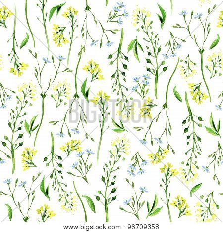 Seamless Vector Pattern With Watercolor Floral Elements