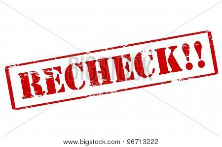 Rubber stamp with word recheck inside vector illustration