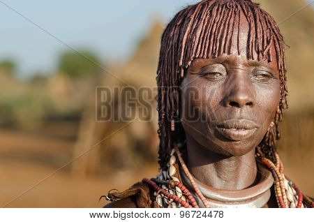 Portrait Of Young Hamer Woman, Ethiopia, Omo Valley