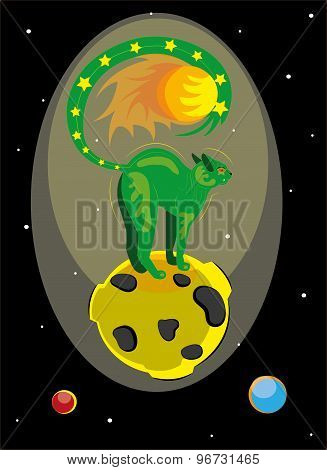 Abstract cat on the moon.