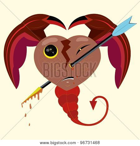 Abstract heart and arrow.