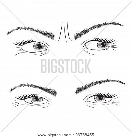 Drawing Set Woman Eyes