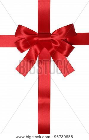 Red Ribbon Gift With Bow For Gifts On Christmas Or Valentines Day