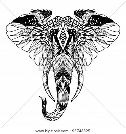 Psychedelic elephant head tattoo