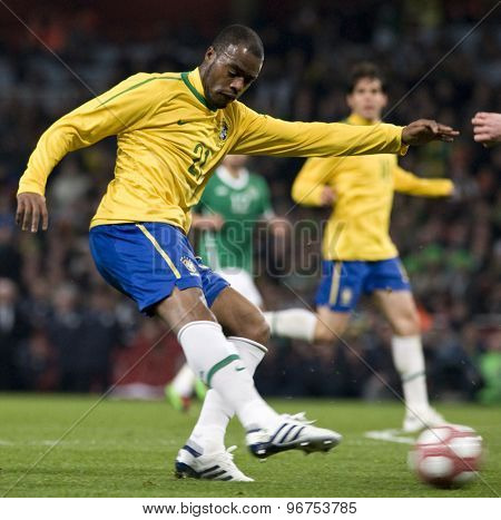 LONDON, ENGLAND. March 02 2010: Brazil's Grafite during the international football friendly between Brazil and the Republic of Ireland played at the Emirates Stadium.