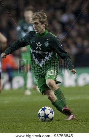 LONDON ENGLAND, November 11 2010: Werder Bremen's midfielder Marko Marin in action during the UEFA Champions League match between Tottenham Hotspur FC and Werder Bremen, played at White Hart Lane