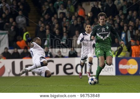 LONDON ENGLAND, November 11 2010: Werder Bremen's defender Dominik Schmidt in action during the UEFA Champions League match between Tottenham Hotspur FC and Werder Bremen