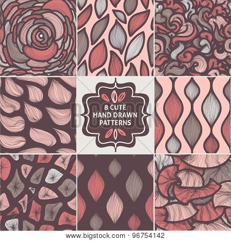 Vector seamless simple pattern set.