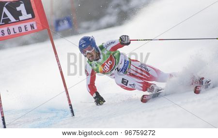 SOELDEN, AUSTRIA Oct 25 2009 Benni Raich (AUT) competing in the mens giant slalom race at the Rettenbach Glacier.