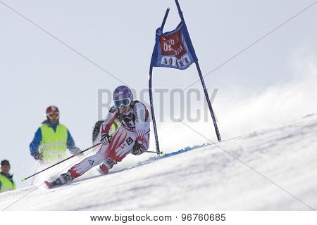 SOELDEN, AUSTRIA Oct 24 2009 KIRCHGASSER Michaela (AUT)  competing in the womens giant slalom race at the Rettenbach Glacier.