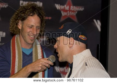 SOELDEN, AUSTRIA Oct 23 2009 Didier Cuche (SUI) at a press conference and autograph signing, prior to the Audi FIS Alpine Ski World Cup 