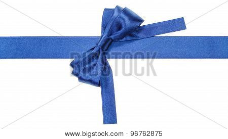 Turned Blue Bow On Ribbon With Square Cut Ends
