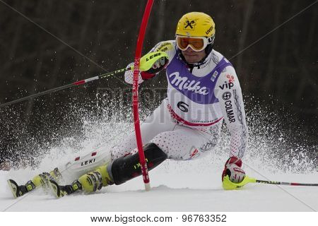 GARMISCH PARTENKIRCHEN, GERMANY. Feb 19 2011: Ivica Kostelic (CRO)  competing in the mens  slalom race , at the 2011 Alpine skiing World Championships