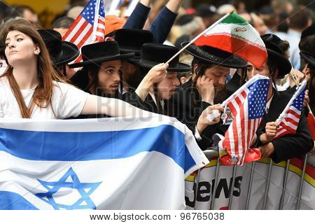Flag battle in Times Square