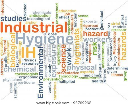 Background concept wordcloud illustration of industrial hygiene IH