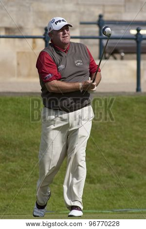 ST ANDREWS, SCOTLAND. July 17 2010: Mark CALCAVECCHIA from USA in action during the third round of The Open Championship   played on The Royal and Ancient Old Course