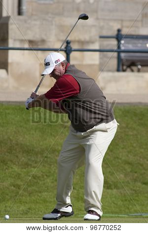 ST ANDREWS, SCOTLAND. July 17 2010: Mark CALCAVECCHIA from USA in action during the third round of The Open Championship   played on The Royal and Ancient Old Course