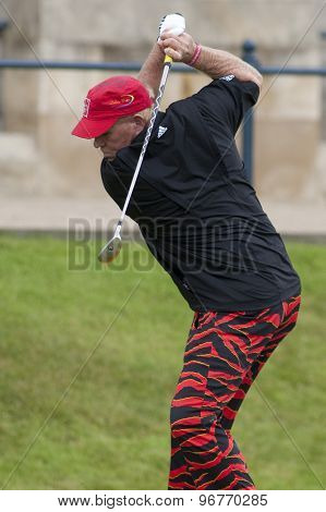 ST ANDREWS, SCOTLAND. July 17 2010: John DALY from the USA in action during the third round of The Open Championship   played on The Royal and Ancient Old Course